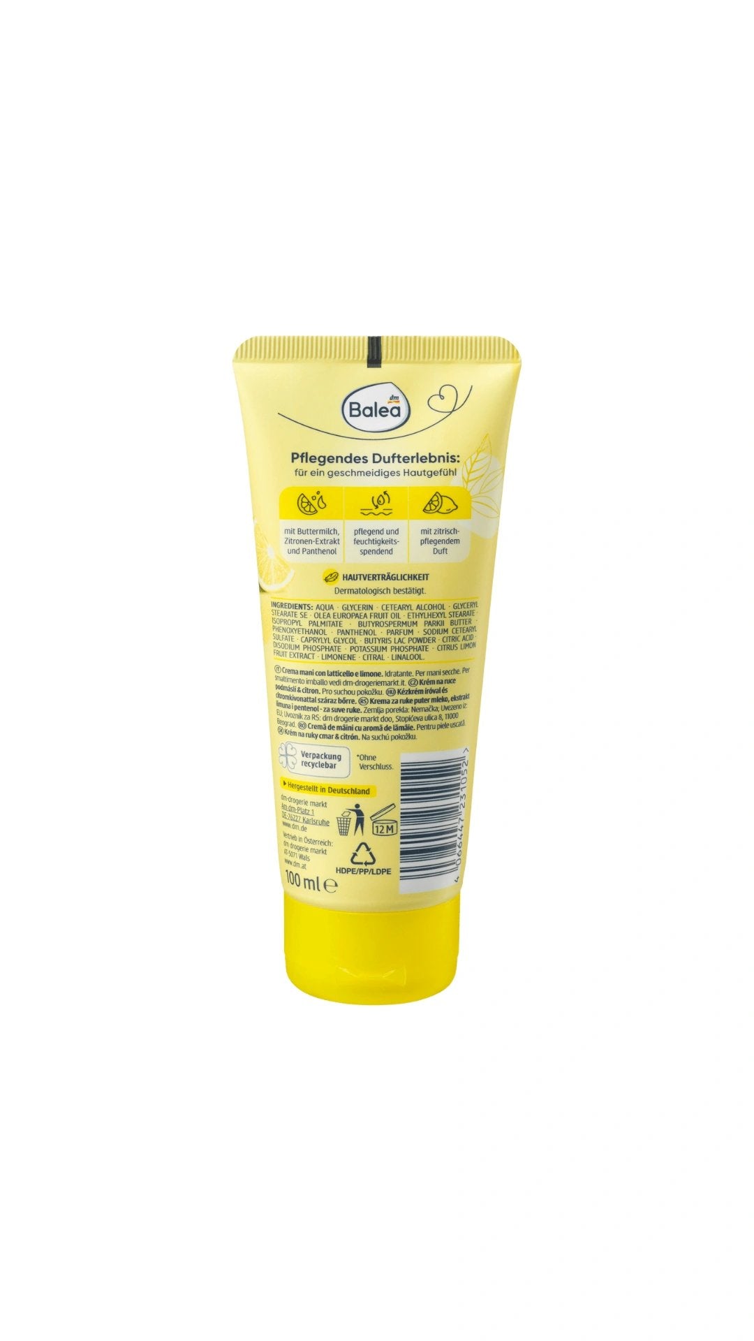 Balea Hand Cream Buttermilk & Lemon, 100 ml