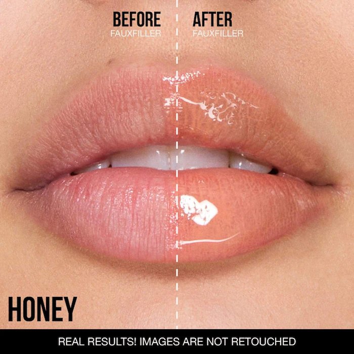 HUDA BEAUTY Faux Filler Shiny Non-Sticky Lip Gloss (Honey)