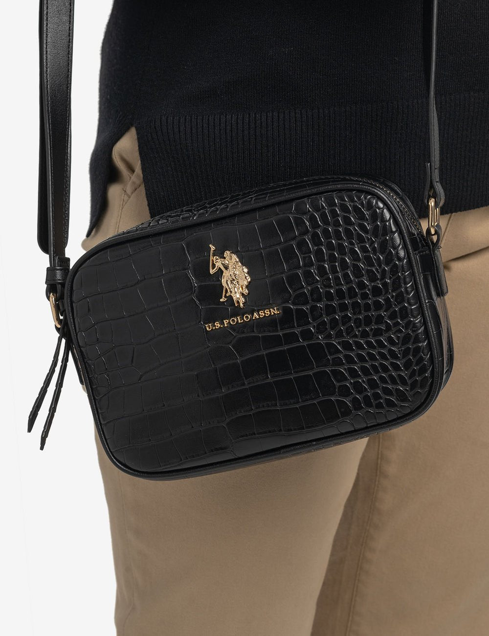 U.S. POLO CROCODILE EMBOSSED CROSSBODY BAG