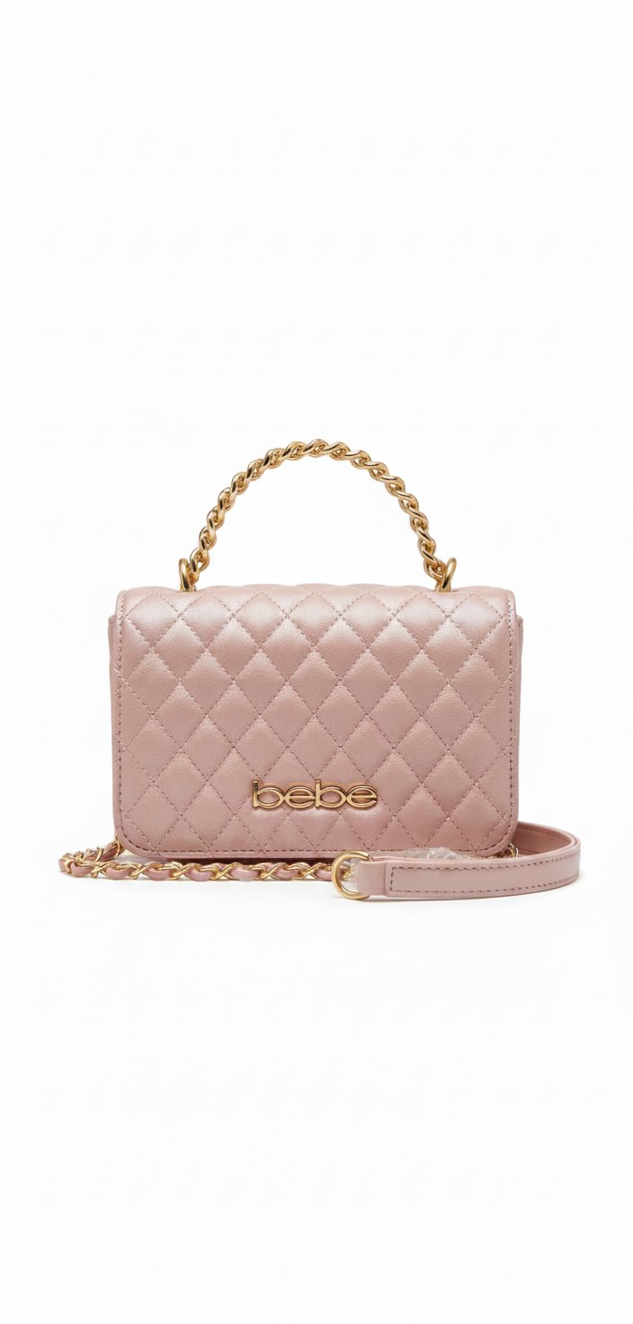 Bebe Quilted Mini Bag in Dark blush with Gold Accents