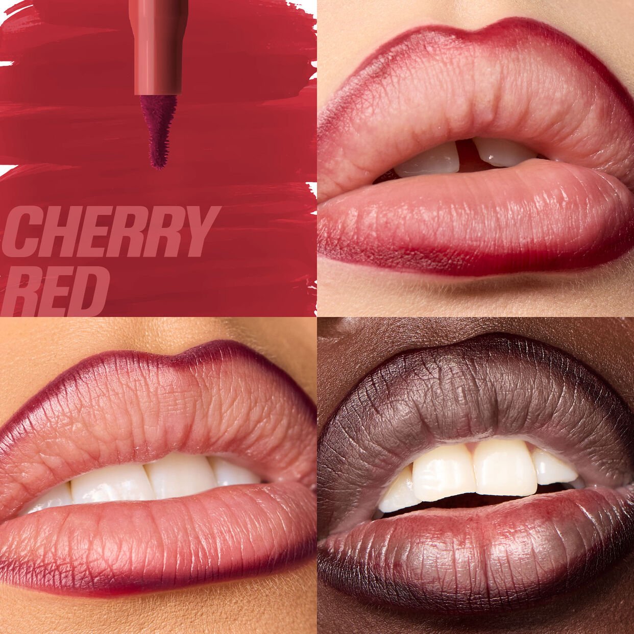 Huda Beauty Lip Contour Lip Stain For 12-Hour Wear (Cherry Red)