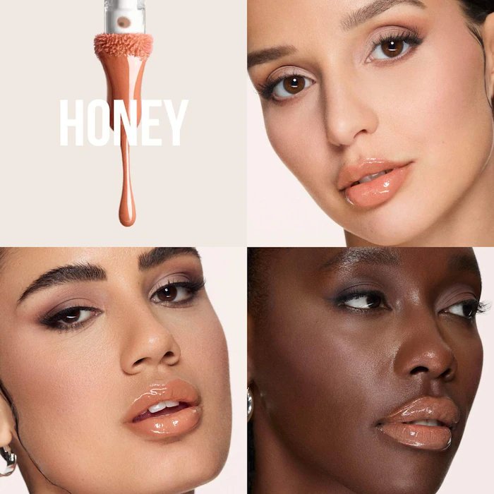 HUDA BEAUTY Faux Filler Shiny Non-Sticky Lip Gloss (Honey)