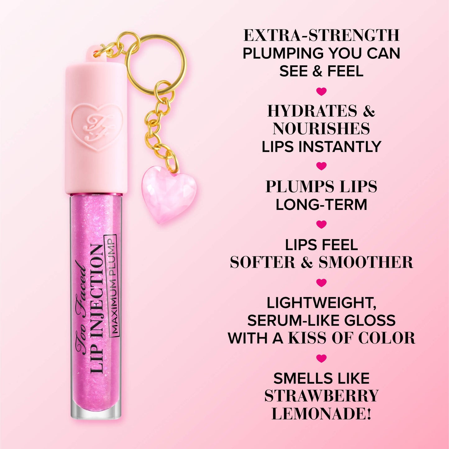 Too faced Charmed Life Set: Maximum Plump Lip Gloss &amp; Key Chain