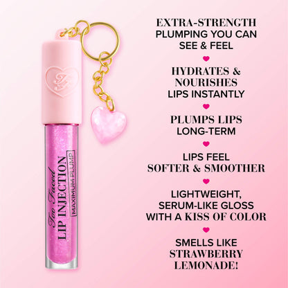 Too faced Charmed Life Set: Maximum Plump Lip Gloss &amp; Key Chain