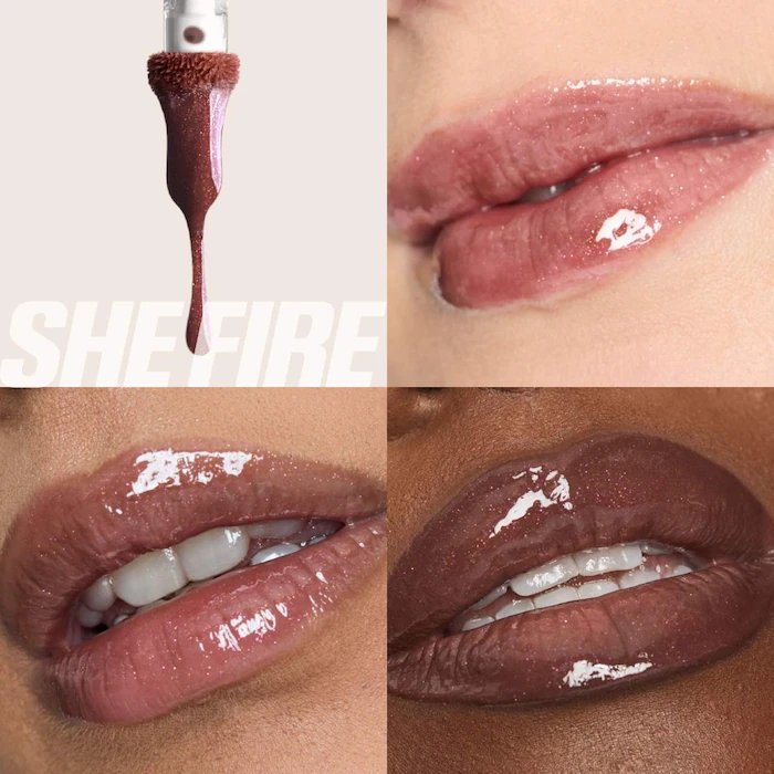 HUDA BEAUTY Faux Filler Shiny Non-Sticky Lip Gloss (She Fire)