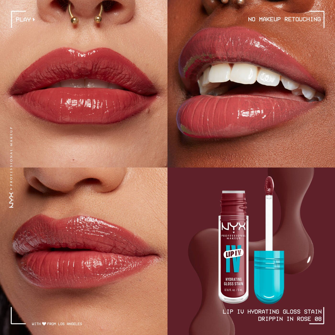Nyx Lip Hydrating Lip Gloss Stain
(Drippin' In Rose)