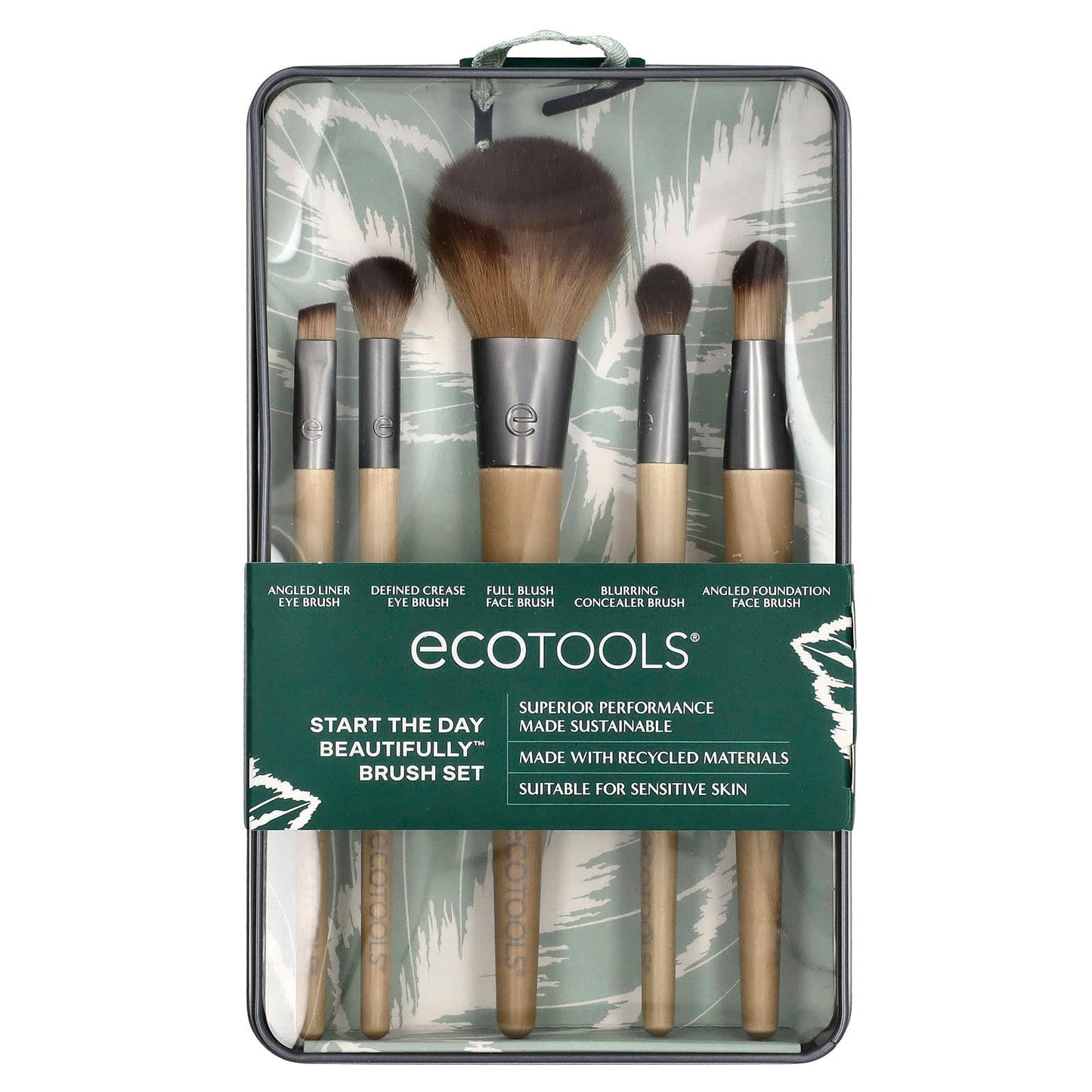 EcoTools Start The Day Beautifully Brush Set, 5 Piece Set &amp; Storage Tin
