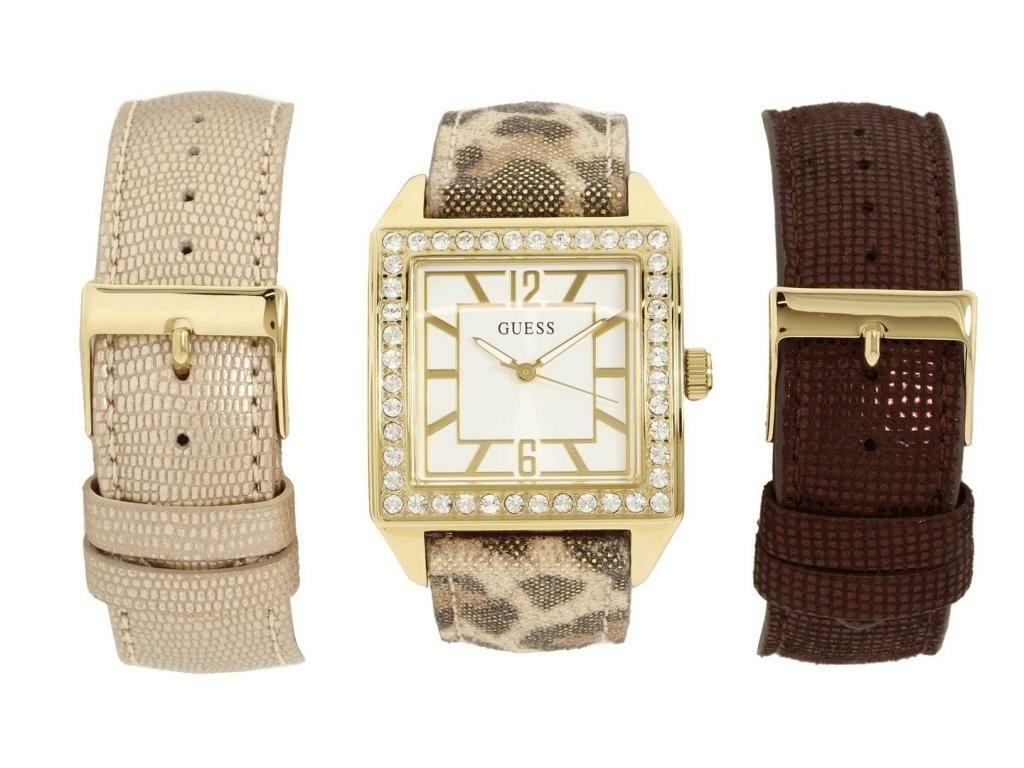 Guess White Dial Analogue Quartz Leather Strap Ladies Watch W0068L2