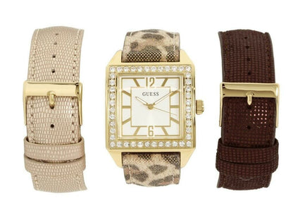 Guess White Dial Analogue Quartz Leather Strap Ladies Watch W0068L2