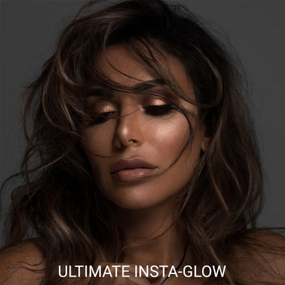 Huda Beauty 3D Cream & Powder Highlighter Palette, Insta Glow, Matte & Dewy Finish, Highly-Pigmented | Shade - Bronze Sands