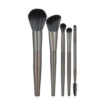 Brushes Q GunMetal Makeup Brush Set with Case – 5 Pieces
