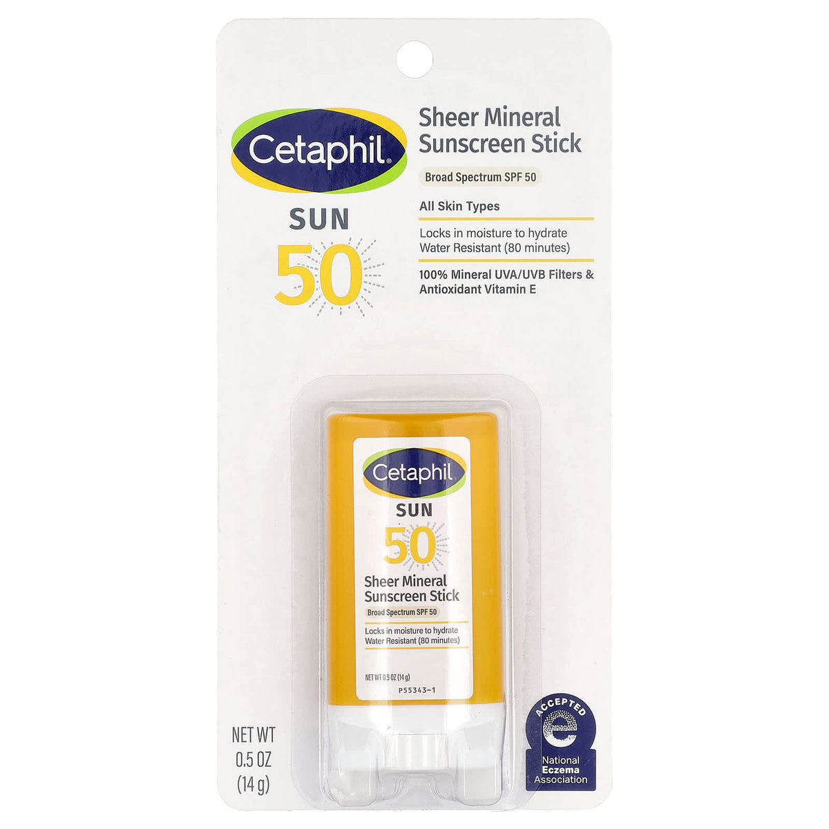 Cetaphil Sheer Mineral Sunscreen Stick, SPF 50, All Skin Types (14 g)