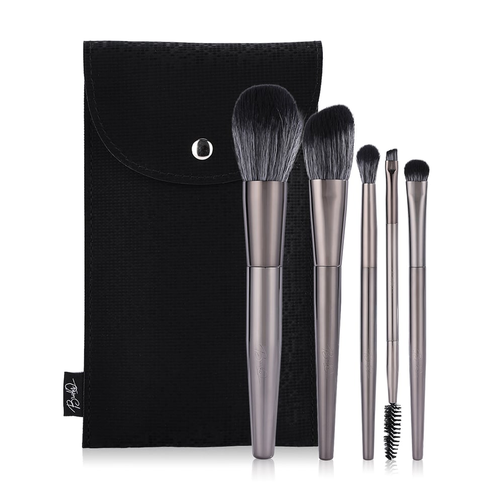 Brushes Q GunMetal Makeup Brush Set with Case – 5 Pieces