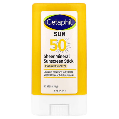 Cetaphil Sheer Mineral Sunscreen Stick, SPF 50, All Skin Types (14 g)
