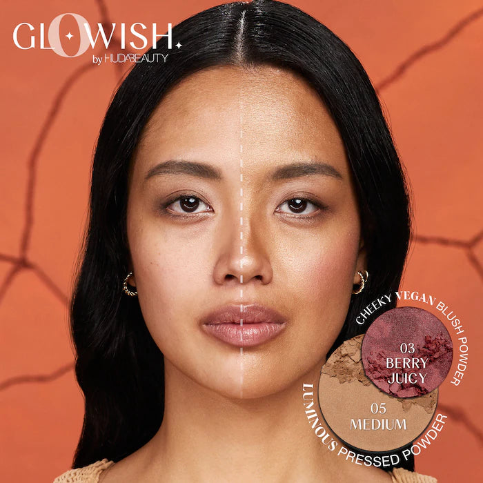 HUDA BEAUTY GloWish Cheeky Vegan Soft Glow Powder Blush (Berry Juicy)
