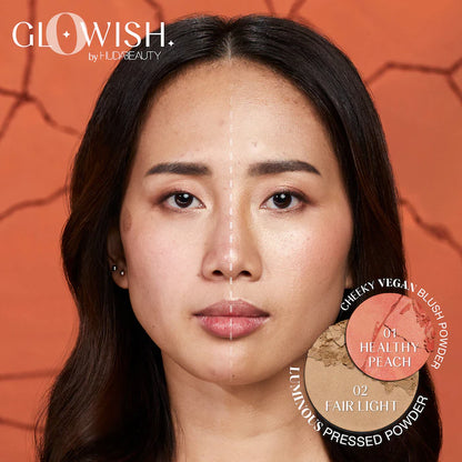 HUDA BEAUTY GloWish Cheeky Vegan Soft Glow Powder Blush (healthy peach)