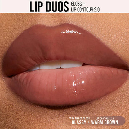 HUDA BEAUTY90s Brown Lip Liner and Lip Gloss Set