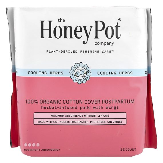 The Honey Pot Company
Organic Herbal-Infused Pads with Wings, Postpartum Overnight, 12 Count