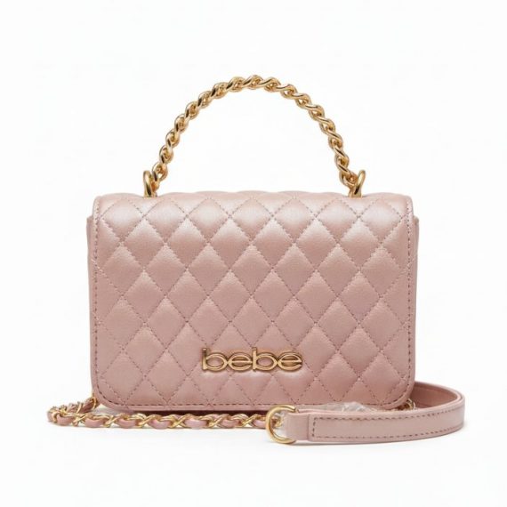 Bebe Quilted Mini Bag in Dark blush with Gold Accents