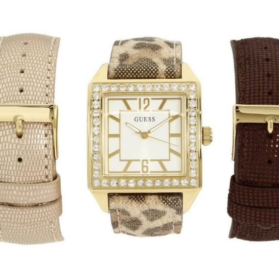 Guess White Dial Analogue Quartz Leather Strap Ladies Watch W0068L2