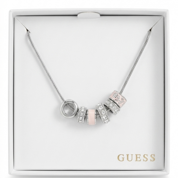Authentic Guess Silver-Tone Snake Chain Charm Necklace